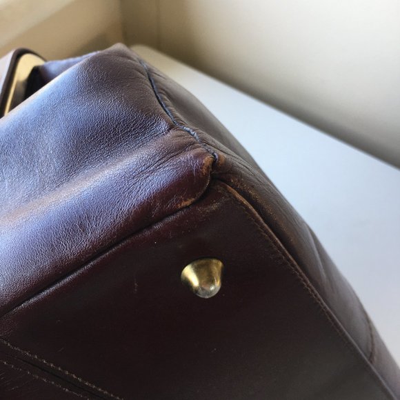 ✨SOLD✨ Vintage Hand Bag 1980's brown/dark red Leather - Picture 6 of 13